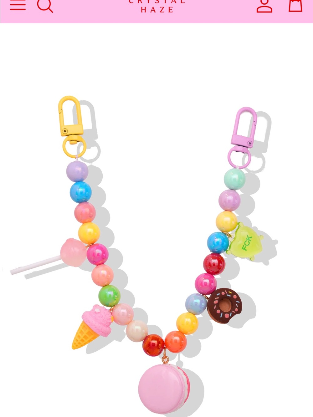 Crystal Haze Multicolor Bead Charm Lanyard - Pink Accents